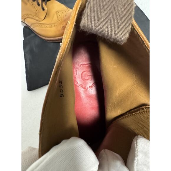 Grenson Brogue Boots Mens Size 9.5 G Tan Leather Wingtip England Dress Shoes - Picture 12 of 12